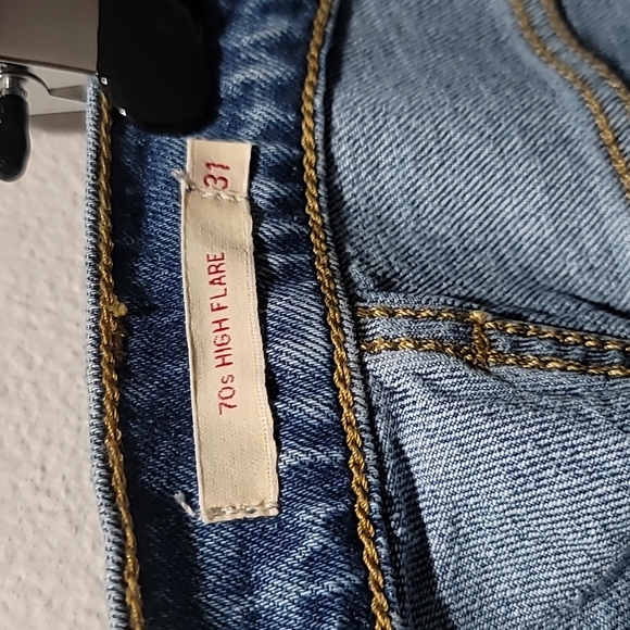 LEVI Blue Jean High Rise Flare Casual Bohemian Hippie 70's Retro Wide Leg Denim - Picture 8 of 16